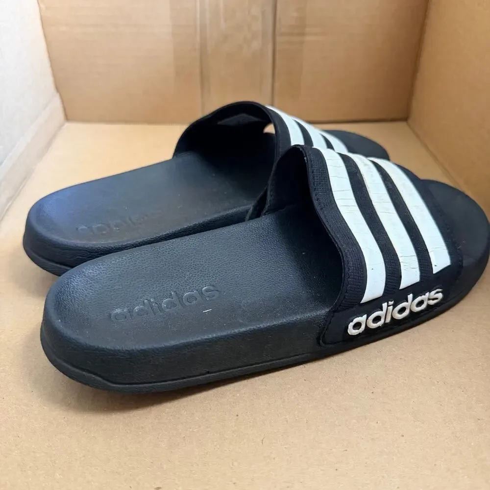 Adidas Unisex Kids Youth Athletic Slides Sandals Shoes Black White Size 5
